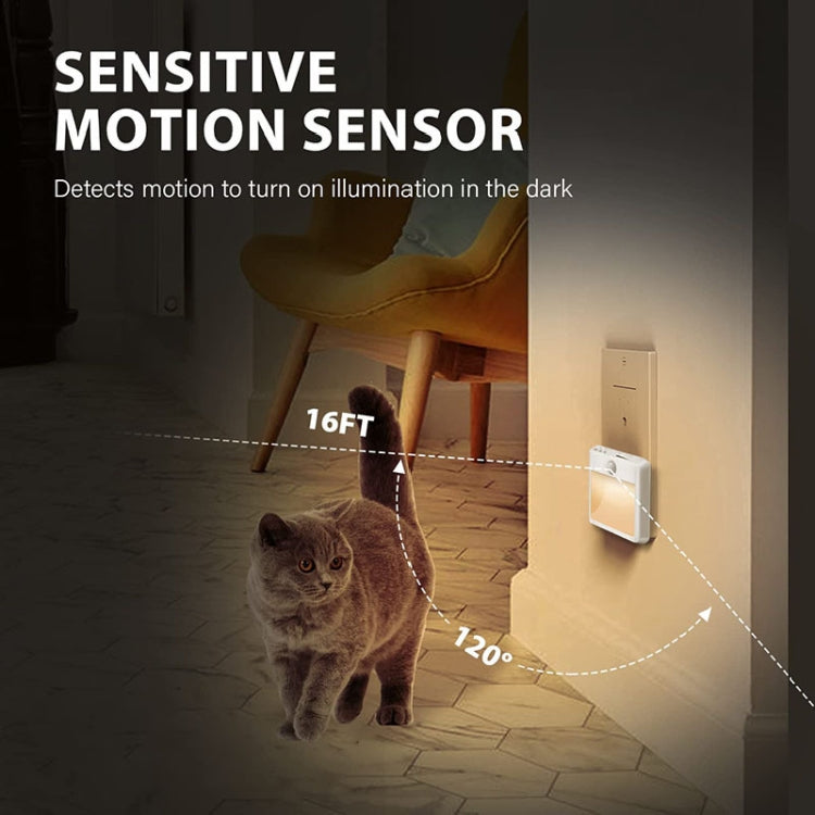NL2101 Motion Sensor LED Night Light AC Plug Dimming Sleep Lights,Spec: Warm and White UK Plug