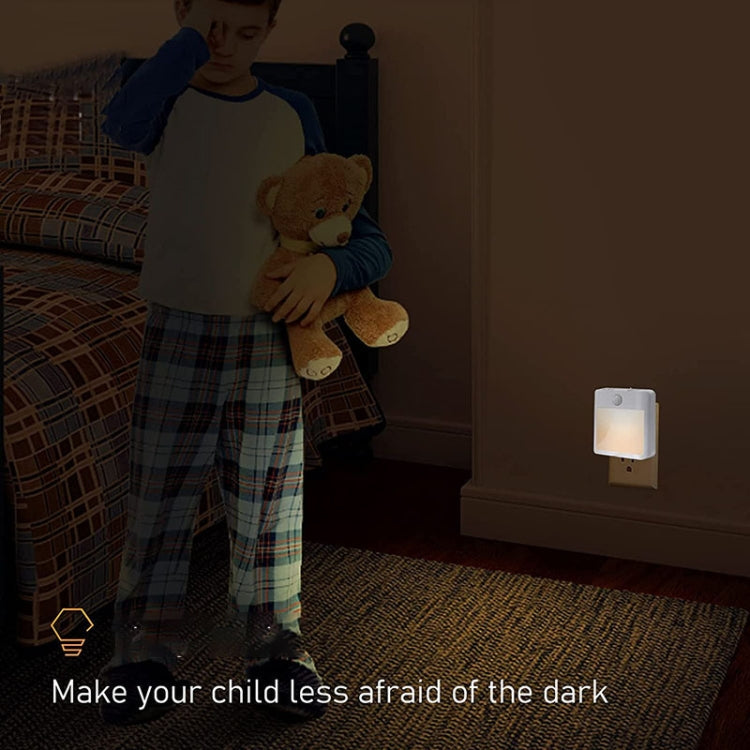 NL2101 Motion Sensor LED Night Light AC Plug Dimming Sleep Lights,Spec: Warm and White US Plug