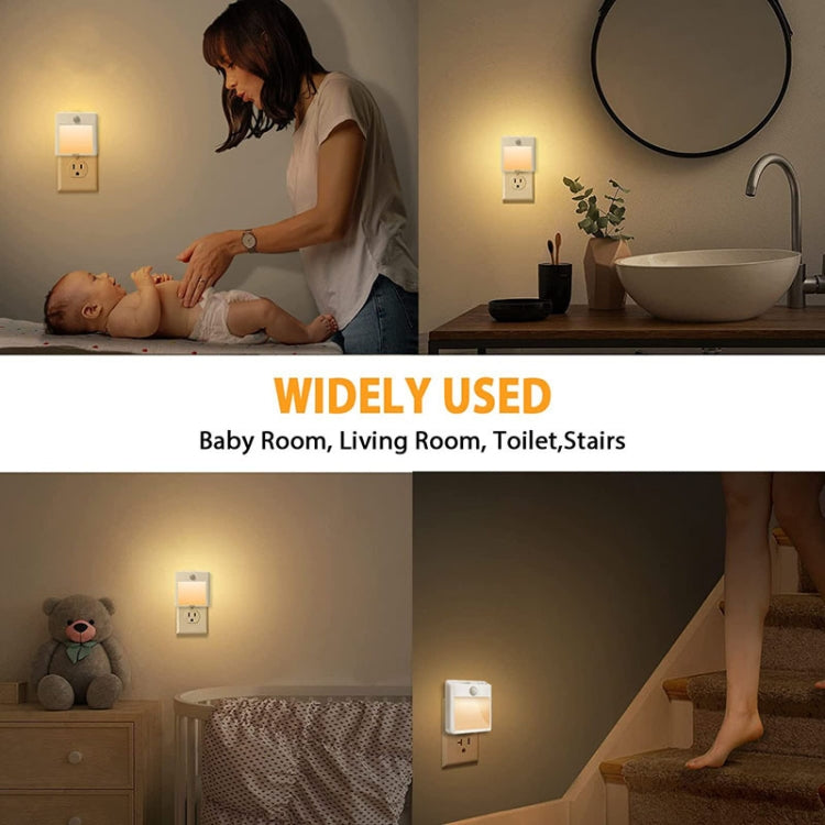 NL2101 Motion Sensor LED Night Light AC Plug Dimming Sleep Lights,Spec: Warm and White EU Plug