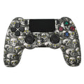 For PS4 Wireless Bluetooth Game Controller With Light Strip Dual Vibration Game Handle(Green Eye Skull)