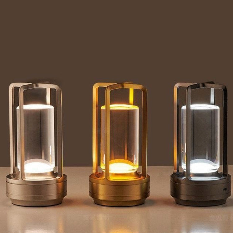 Vintage All Aluminum Cross Table Lamp Hotel Portable Outdoor Camping Touch Night Light, Battery Capacity: 2600mAh (Bronze)