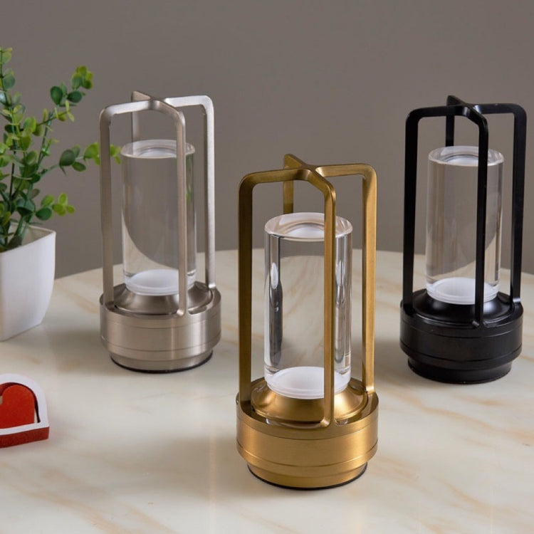 Vintage All Aluminum Cross Table Lamp Hotel Portable Outdoor Camping Touch Night Light, Battery Capacity: 2600mAh (Bronze)