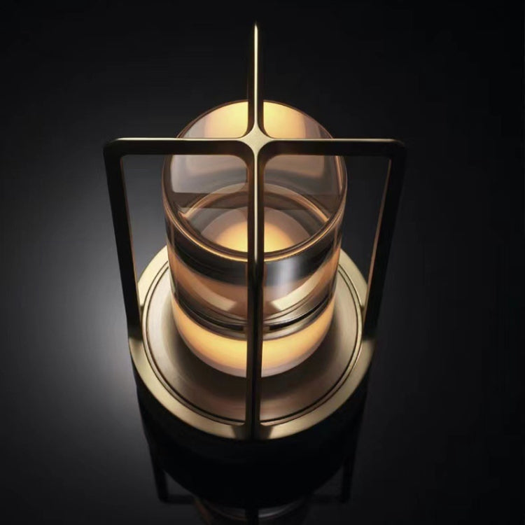 Vintage All Aluminum Cross Table Lamp Hotel Portable Outdoor Camping Touch Night Light, Battery Capacity: 2600mAh (Bronze)