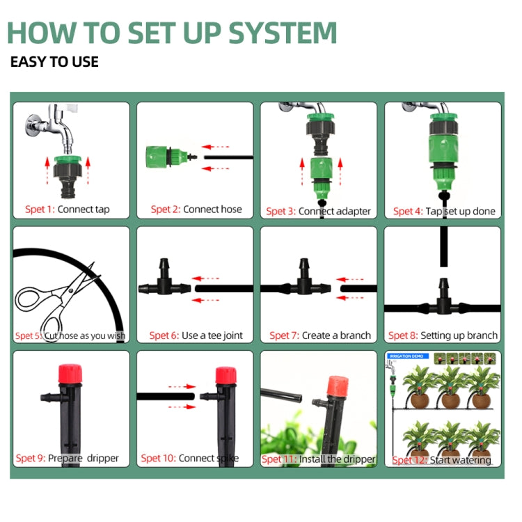 15m Kit Hose Drip Irrigation System Plant Watering Set 360 Degree Adjustable Drippers