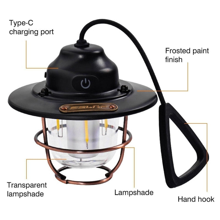 Outdoor Lighting Camping Light USB Rechargeable Horse Lantern(Black)