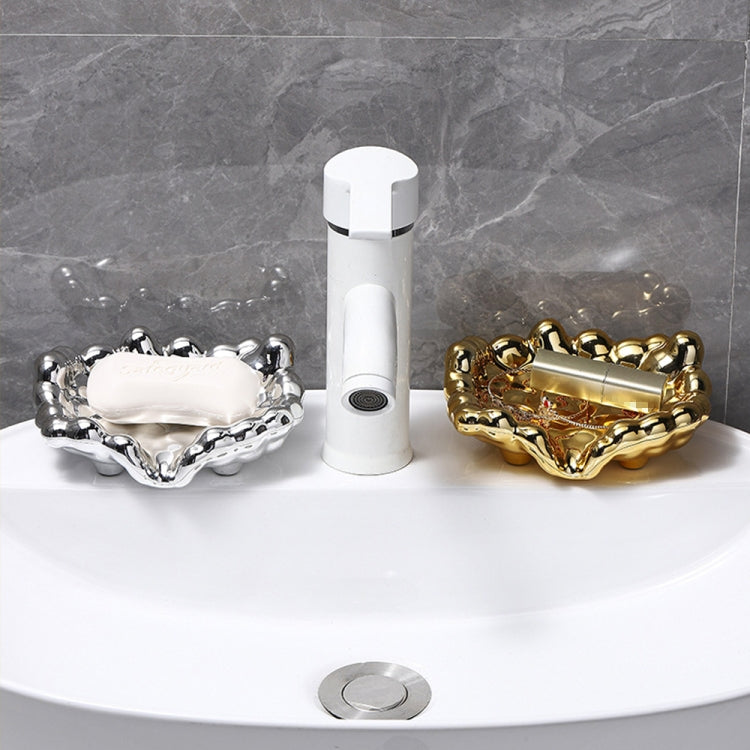 Electroplating Soap Box Fragrance Toilet Free Punch Drain Soap Holder(Silver)