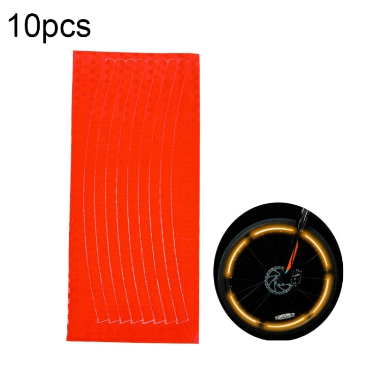 10pcs Reflective Stickers For Bicycle Rims Riding Equipment Accessories(Orange)