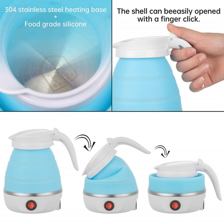 Portable Folding Silicone Electric Kettle for Household Travel UK Plug(White)