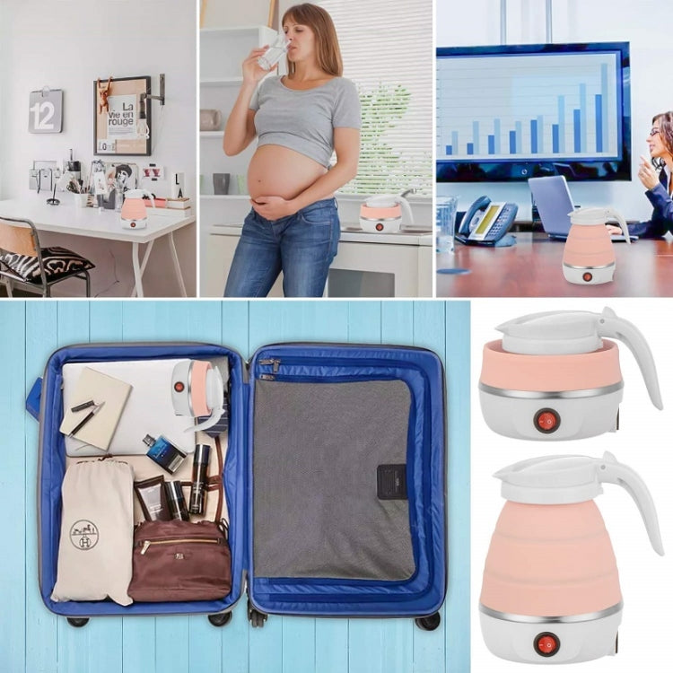 Portable Folding Silicone Electric Kettle for Household Travel US Plug 110V(White)
