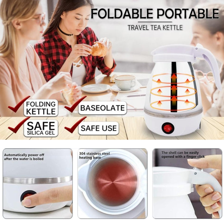 Portable Folding Silicone Electric Kettle for Household Travel US Plug 110V(White)