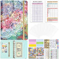A6 Mandala Binder Financial Plan Notebook PU Leather Cash Budget Book(Vitality Green)