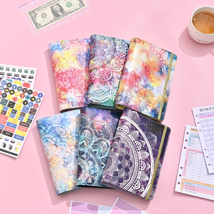 A6 Mandala Binder Financial Plan Notebook PU Leather Cash Budget Book(Vitality Green)