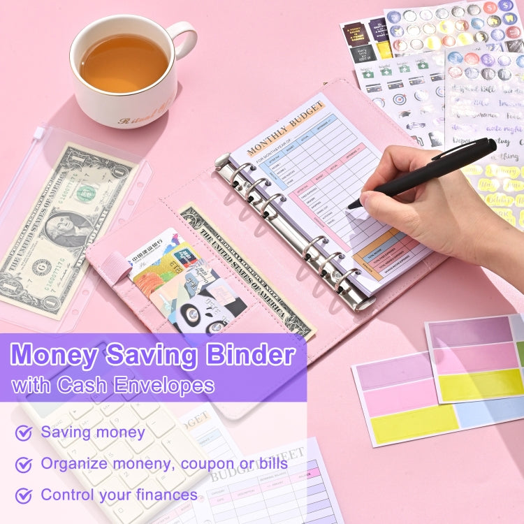 A6 Mandala Binder Financial Plan Notebook PU Leather Cash Budget Book(Fresh Blue)