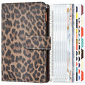 A6 Leopard Print Cash Budget Notebook  Loose Leaf Financial Management Notepad(Deep Brown)