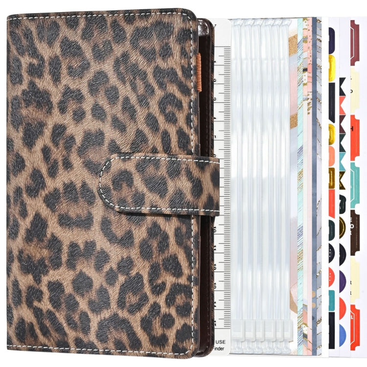 A6 Leopard Print Cash Budget Notebook  Loose Leaf Financial Management Notepad(Deep Brown)