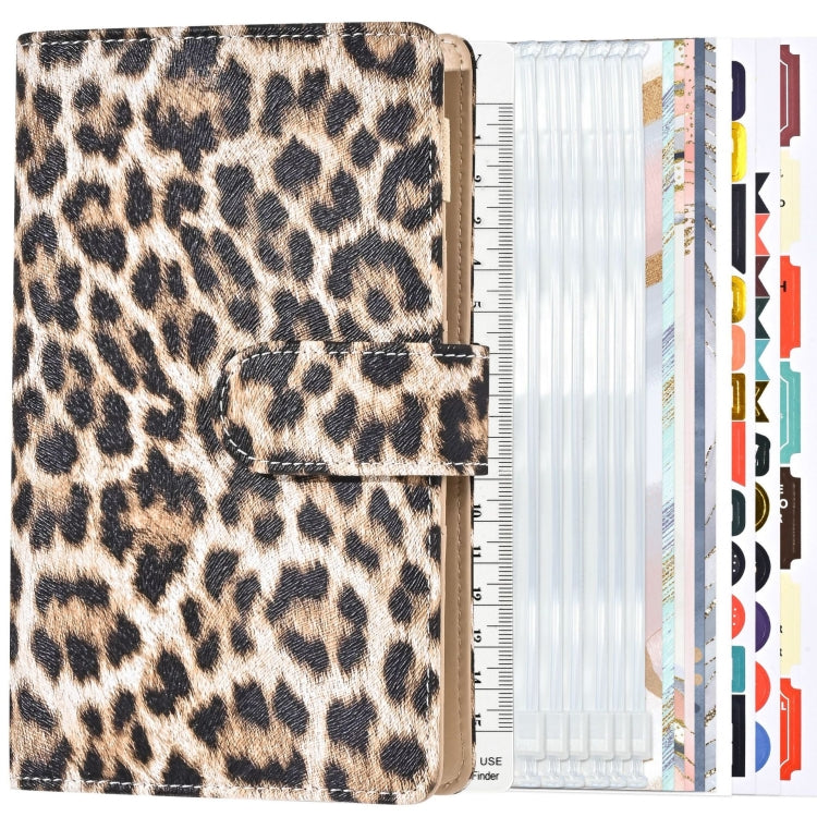 A6 Leopard Print Cash Budget Notebook  Loose Leaf Financial Management Notepad(Beige Brown)