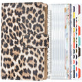 A6 Leopard Print Cash Budget Notebook  Loose Leaf Financial Management Notepad(Beige Brown)