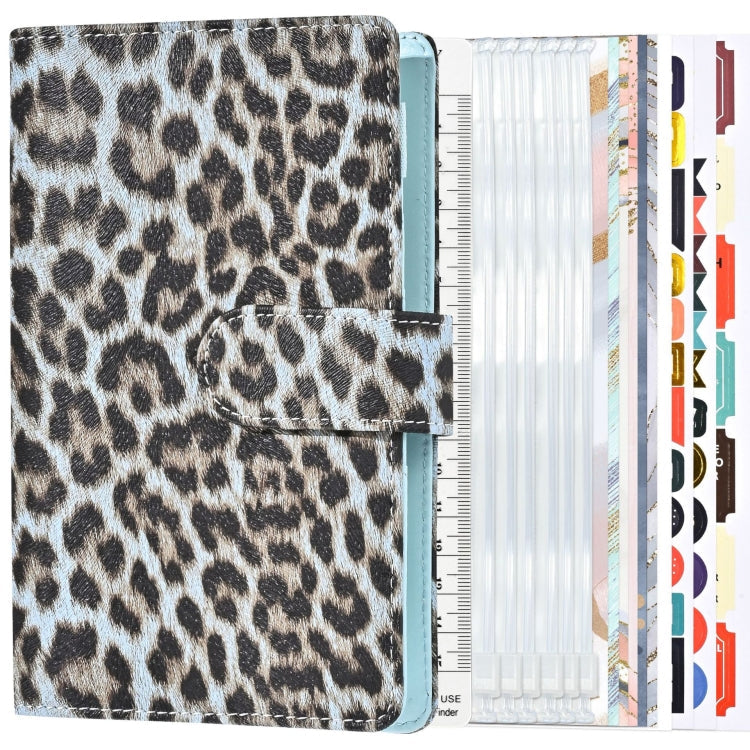 A6 Leopard Print Cash Budget Notebook  Loose Leaf Financial Management Notepad(Blue)