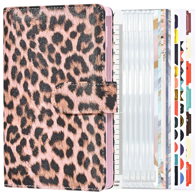 A6 Leopard Print Cash Budget Notebook  Loose Leaf Financial Management Notepad(Pink)