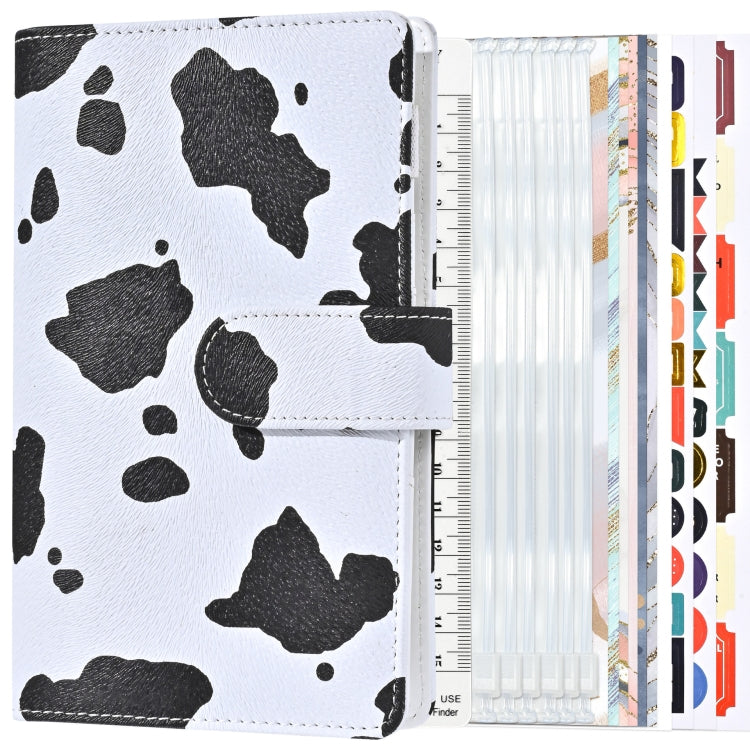 A6 Leopard Print Cash Budget Notebook  Loose Leaf Financial Management Notepad(Cow Pattern Black White)