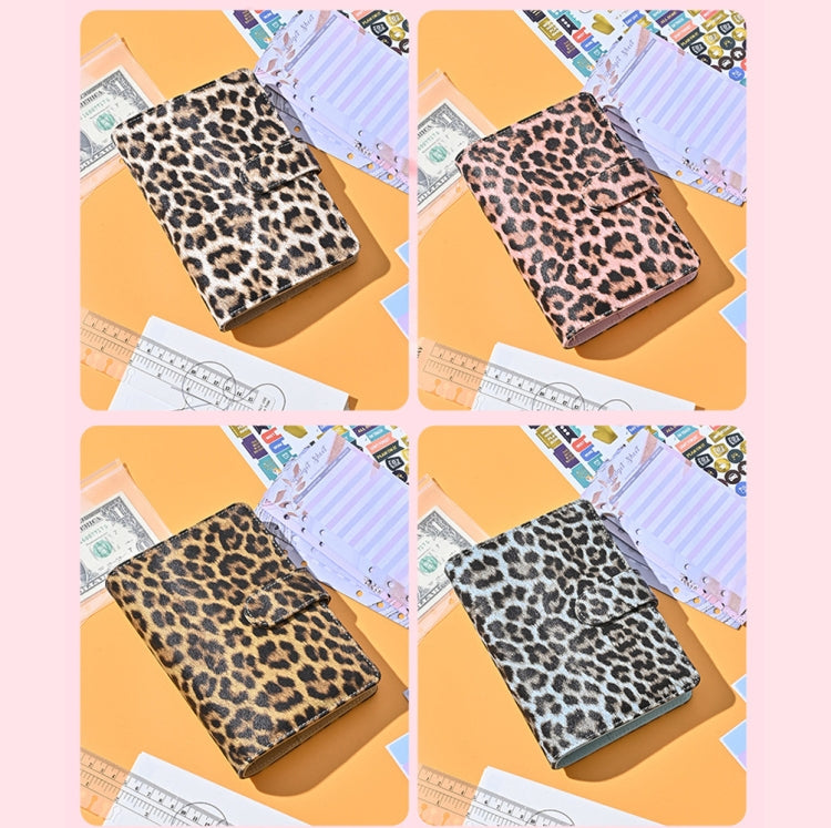 A6 Leopard Print Cash Budget Notebook  Loose Leaf Financial Management Notepad(Beige Brown)