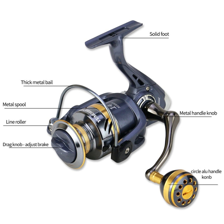 YUMOSHI KS2000 Spinning Fishing Reel Metal Rocker Metal Cup Reel