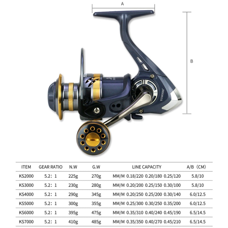 YUMOSHI KS6000 Spinning Fishing Reel Metal Rocker Metal Cup Reel