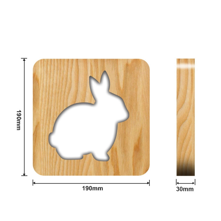FS-T2104W  3D Wooden Carving Rabbit Table Lamp USB Night Light Crafts(Warm White)