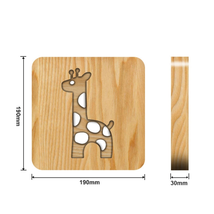 FS-T2330W  3D Wooden Carving Giraffe Table Lamp USB Night Light Crafts