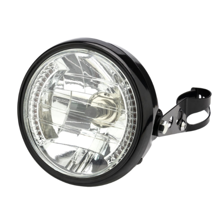 Motorcycle 7 Inch LED Headlamp Angel Ring Steering Function With Bracket(Shock Absorber Diameter 35-43MM)