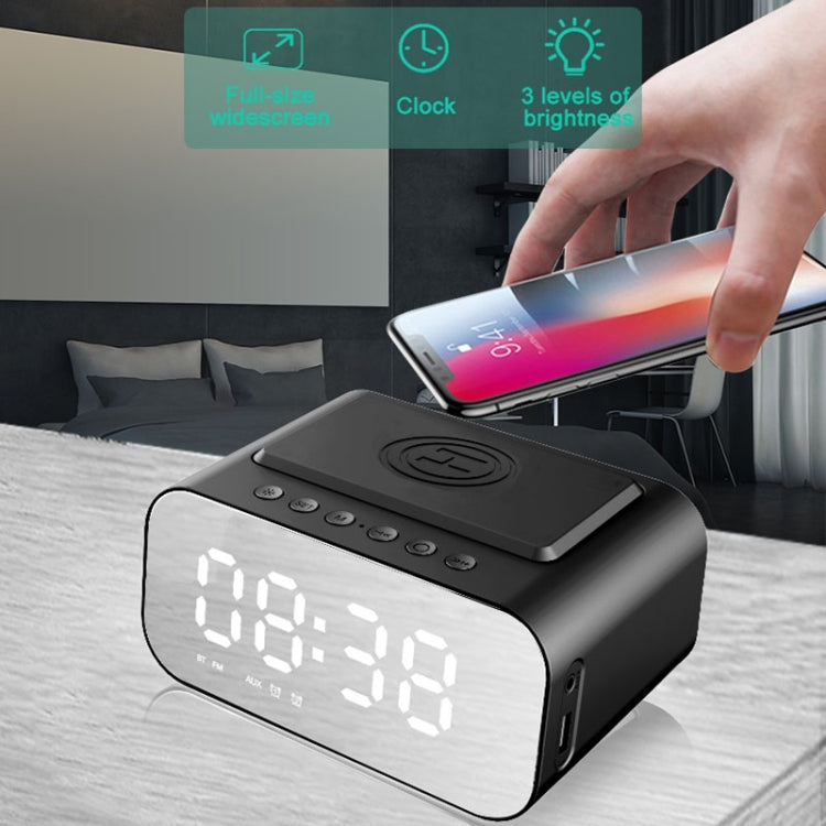 BT510 15W LED Clock Wireless Charging Bluetooth Speaker Multifunctional Smart Mirror Alarm Clock Audio(White)