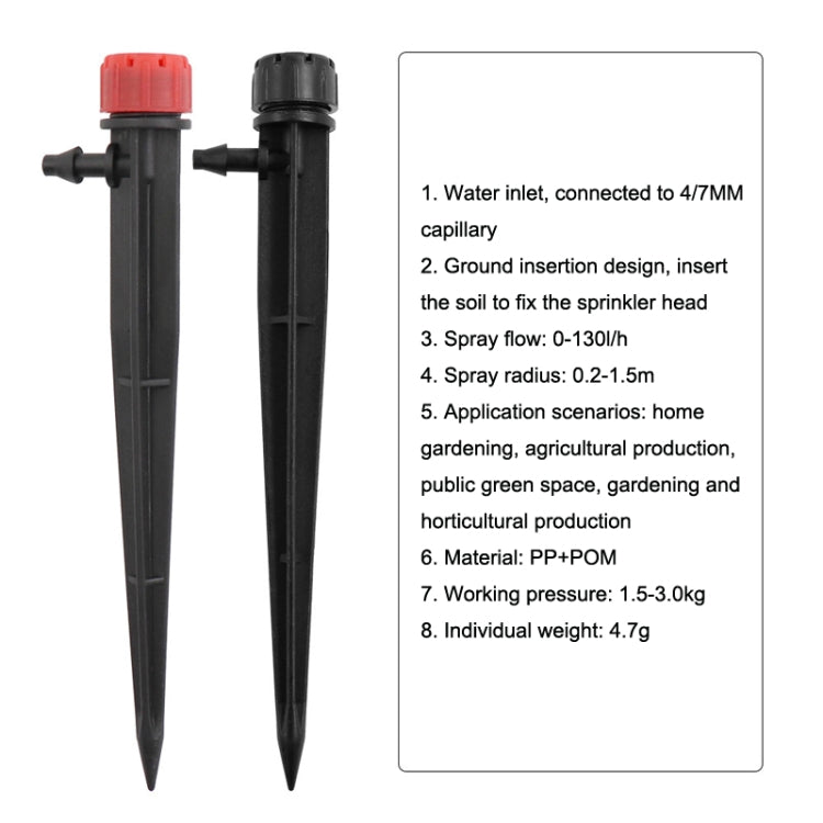FH-118 13cm Adjustable 8 Holes Ground Plug Dripper Garden Irrigation System Watering Nozzle(Red Hat)