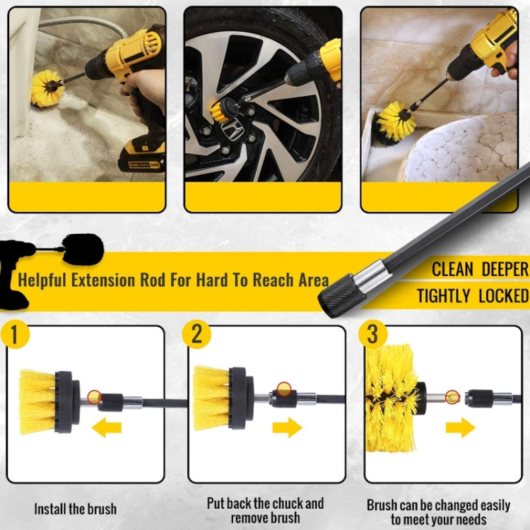 31pcs/set Electric Drill Brush Kitchen Bathroom Wall Cleaning Set(Yellow)