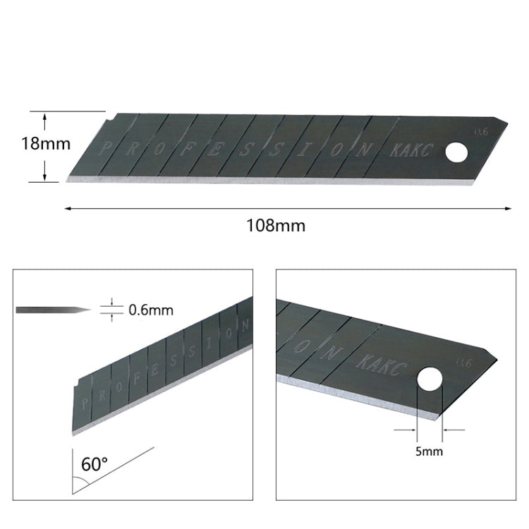 KAKC-18 Black Blade Cutter Blade 18mm Wall Cutter Blade, Specification: 100pcs /Box