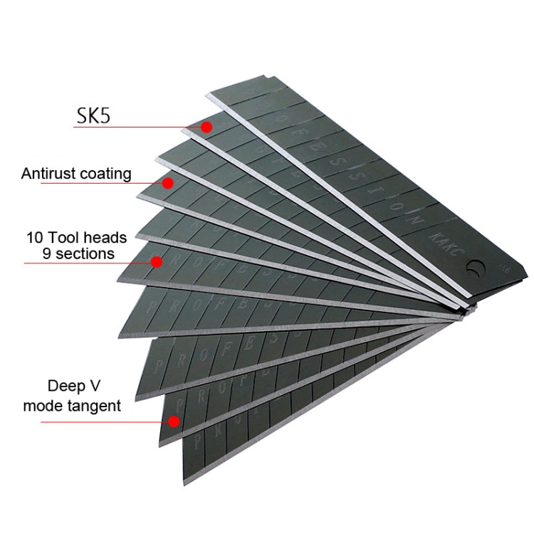 KAKC-18 Black Blade Cutter Blade 18mm Wall Cutter Blade, Specification: 10pcs /Box