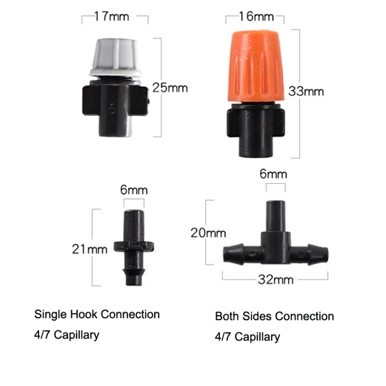 20pcs TF-118 Gardening Irrigation Drip Irrigation System Set Accessories 6mm Single Hook Connection 4/7mm Capillary (Orange)