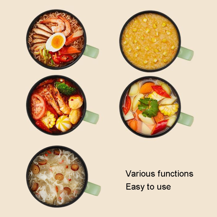 18cm Fast / Slow Gear+Non-stick Pot+Stainless Steel Steaming Grid Multifunctional Mini Electric Cooker(US Plug Green)