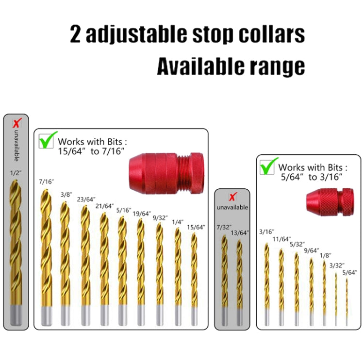 Adjustable Bit Stop Locator Drilling Aid Tool, Model: Type 6-11