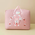 Large 46x60x26cm Children Quilt Storage Bag Student Clothes Quilt Portable Luggage Woven Bag(Pink Rabbit)