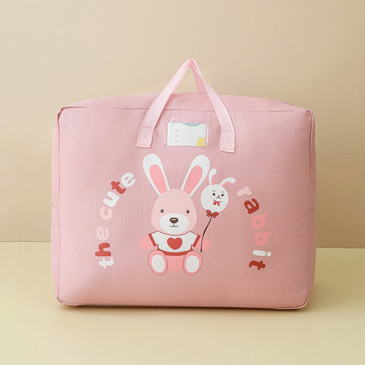 Large 46x60x26cm Children Quilt Storage Bag Student Clothes Quilt Portable Luggage Woven Bag(Pink Rabbit)