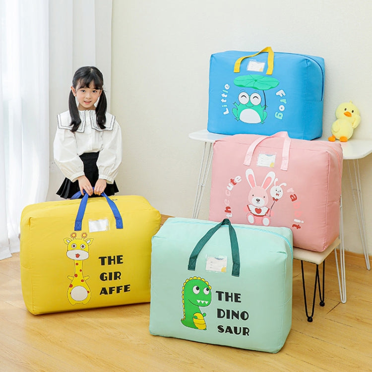 Small 36.5x46.5x18cm Children Quilt Storage Bag Student Clothes Quilt Portable Luggage Woven Bag(Green Dinosaur)