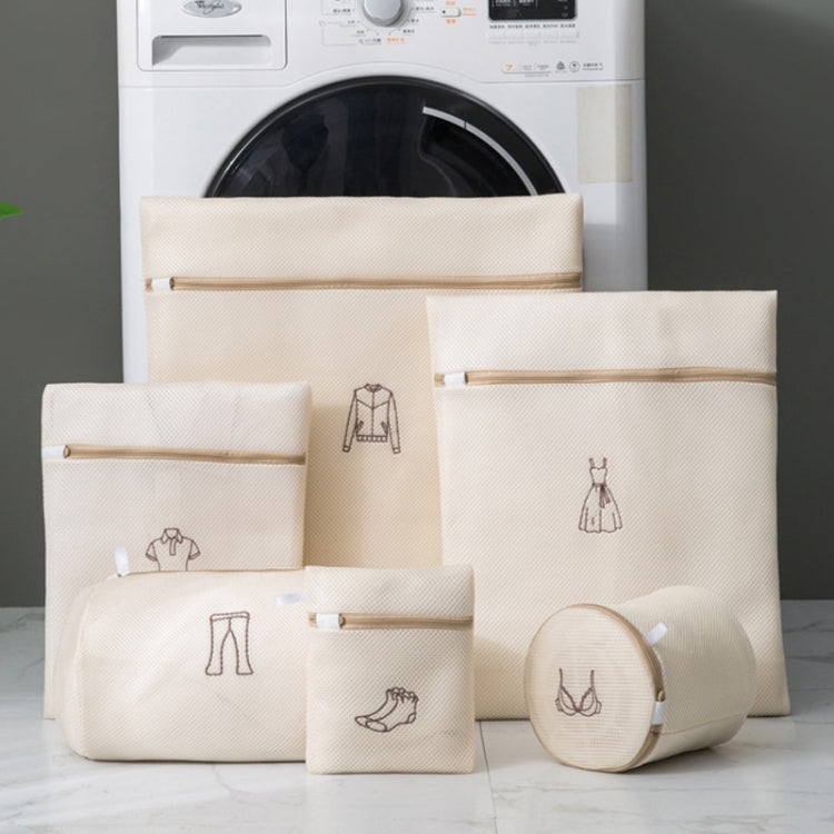 6pcs/set Home Net Pocket Underwear Washing Bag Thickened Polyester Laundering Set (Beige)