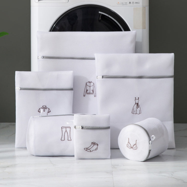 6pcs/set Home Net Pocket Underwear Washing Bag Thickened Polyester Laundering Set (White)