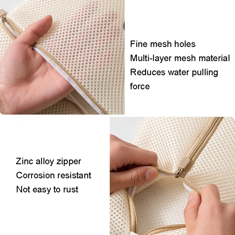 6pcs/set Home Net Pocket Underwear Washing Bag Thickened Polyester Laundering Set (Beige)