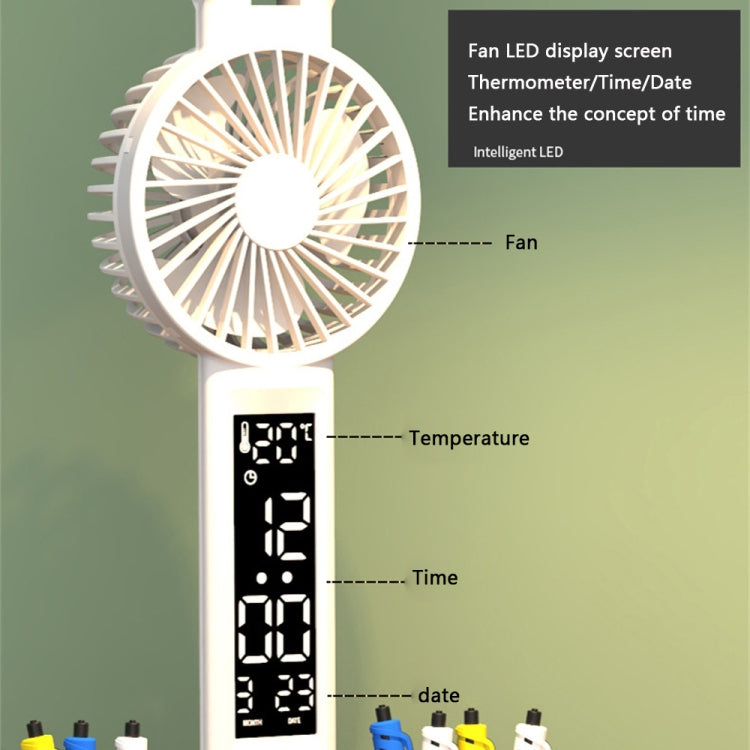 Rechargeable 2000mAh Double Head Lighting LED Fan Desk Lamp with Pen Holder & Clock