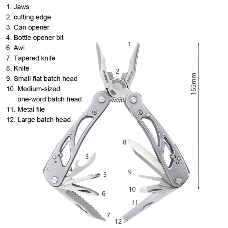 RDEER RT-2338 Multifunctional Pliers Folding Knife Outdoor Home Emergency Tool