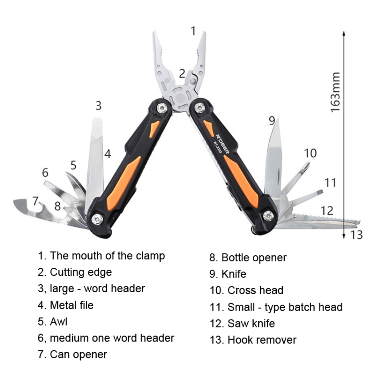 RDEER RT-2352 Multifunctional Pliers Folding Knife Outdoor Home Emergency Tool