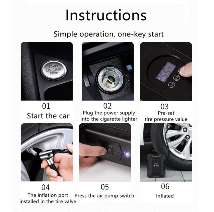 SUITU  ST-818  DC 12V Wired Car Air Pump Tire Inflator With LED Lighting Digital Display Model