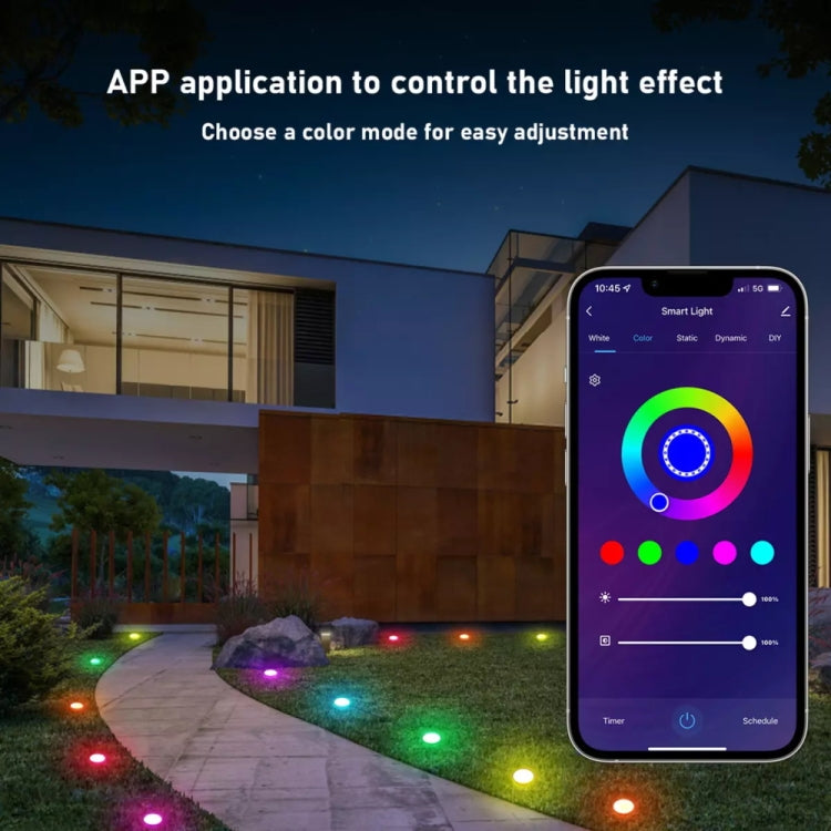SKS-JZ-13 DC 12V 10m 15 LEDs Bluetooth RGB Lawn Light String Waterproof  LED Buried Lights US Plug