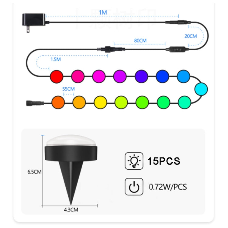 SKS-JZ-13 DC 12V 10m 15 LEDs Bluetooth RGB Lawn Light String Waterproof  LED Buried Lights AU Plug